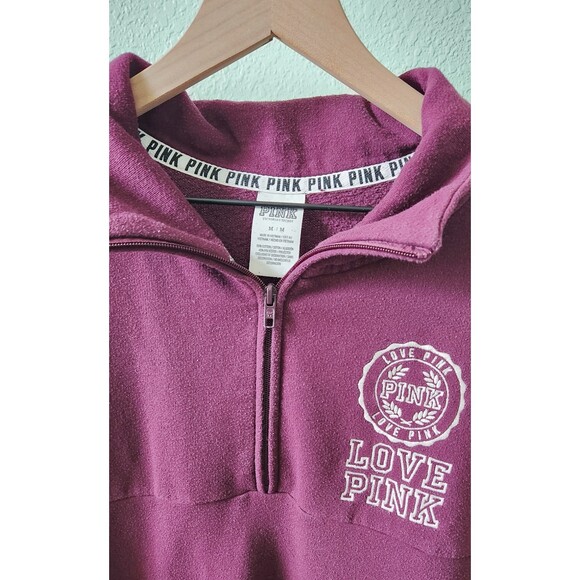 PINK Maroon jersey logo half-zip sweatshirt - Picture 4 of 6